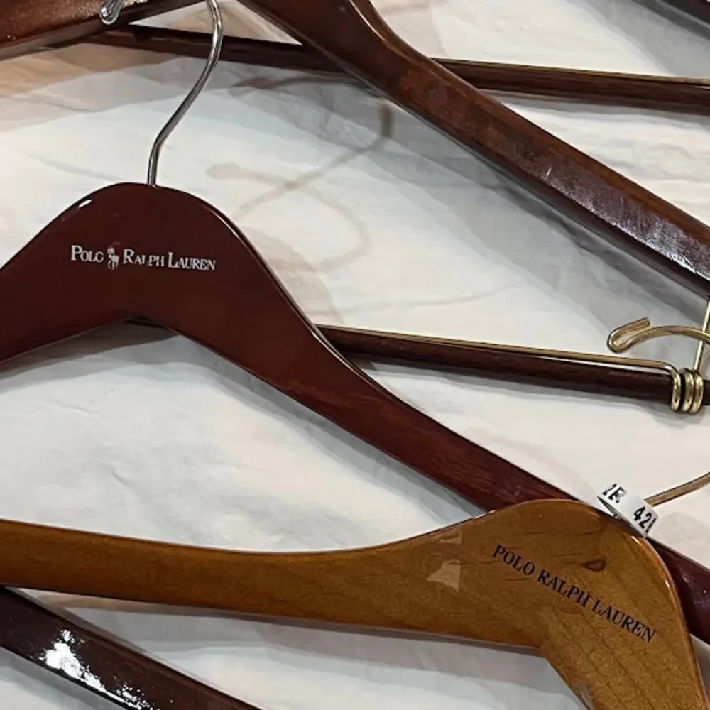 Vintage Polo Ralph Lauren Wood Hangers Set of 5 (2 Suit & 3 Shirt) 17.25